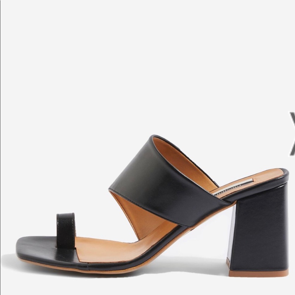 Topshop Nimble Square Toe Mules in black